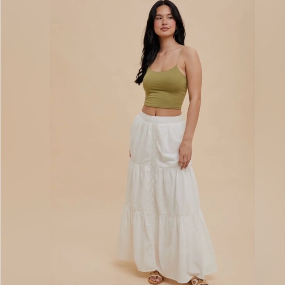 In Loom White Maxi Skirt Size Small Fully Lined, Anthropology